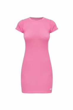 Alexander Wang PINK Ribbed slip dress with short sleeves