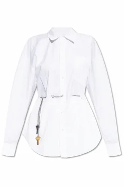 Alexander Wang WHITE Shirt with decorative chain at the waist
