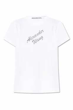 Alexander Wang WHITE T-shirt with a logo finished with shiny appliqués
