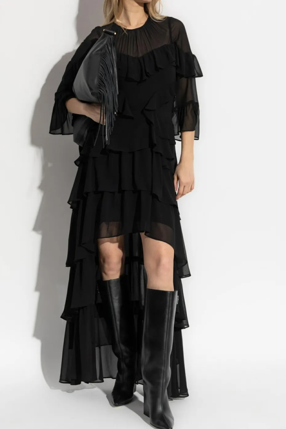 AllSaints BLACK Ruffled dress Nat
