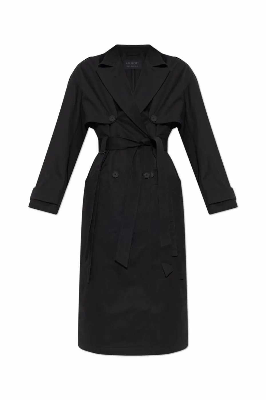AllSaints BLACK Trench coat `Cadence`