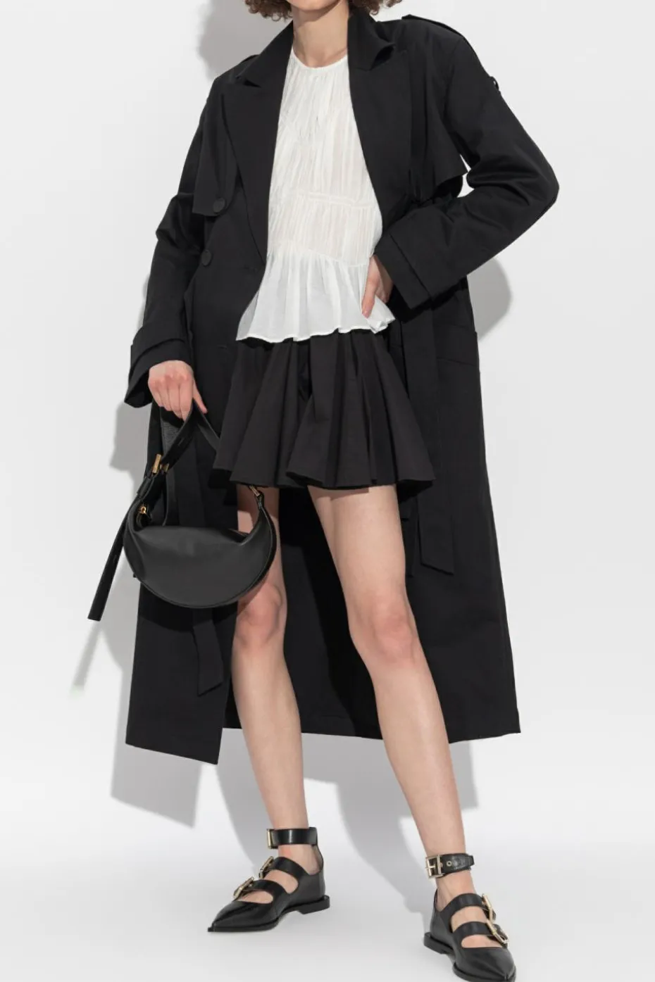 AllSaints BLACK Trench coat `Cadence`