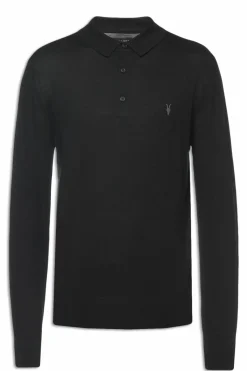 AllSaints BLACK Wool polo shirt