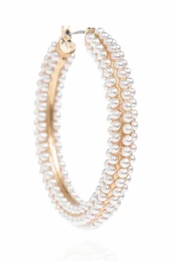 AllSaints GOLD Round earrings with pearls