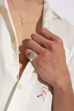 AllSaints SILVER Brass signet ring Alldis
