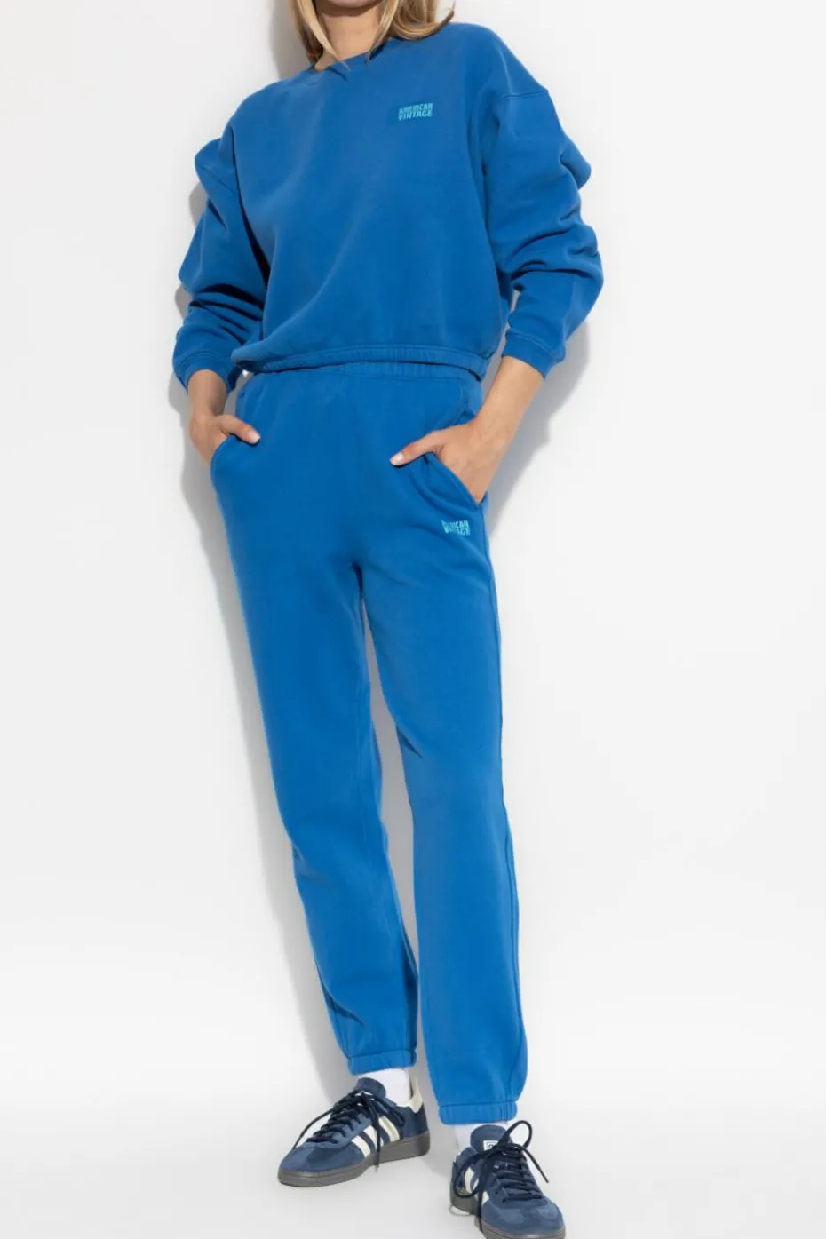 American Vintage BLUE Sweatpants with printed logo