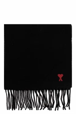 Ami Alexandre Mattiussi BLACK Scarf with logo patch