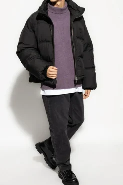 Ami Alexandre Mattiussi BLACK Puffer jacket with hood hidden in collar