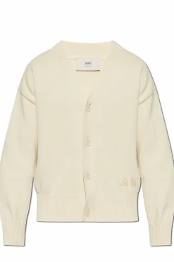 Ami Alexandre Mattiussi cream Cardigan with embroidered logo