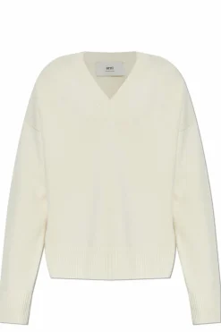 Ami Alexandre Mattiussi cream Sweater with logo