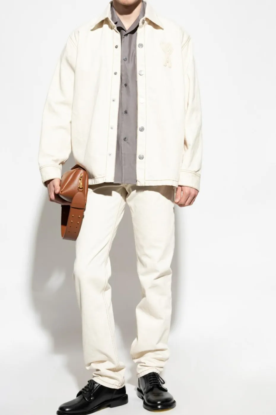 Ami Alexandre Mattiussi cream Pants with logo