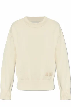 Ami Alexandre Mattiussi cream Sweater with embroidered logo