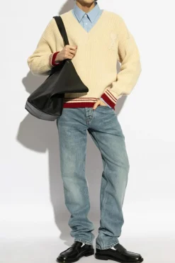 Ami Alexandre Mattiussi cream Sweater with logo