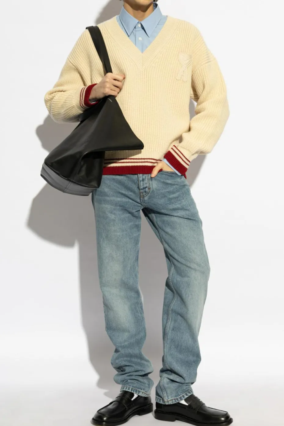 Ami Alexandre Mattiussi cream Sweater with logo