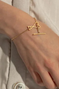Ami Alexandre Mattiussi GOLD Bracelet with logo-shaped pendant