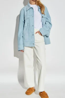 Ami Alexandre Mattiussi light blue Leather jacket