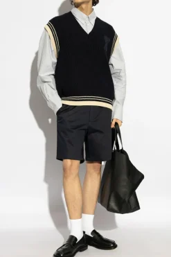 Ami Alexandre Mattiussi NAVY BLUE Shorts with pockets