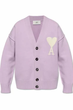 Ami Alexandre Mattiussi PURPLE Cardigan with logo