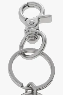 Ami Alexandre Mattiussi SILVER Keyring with logo