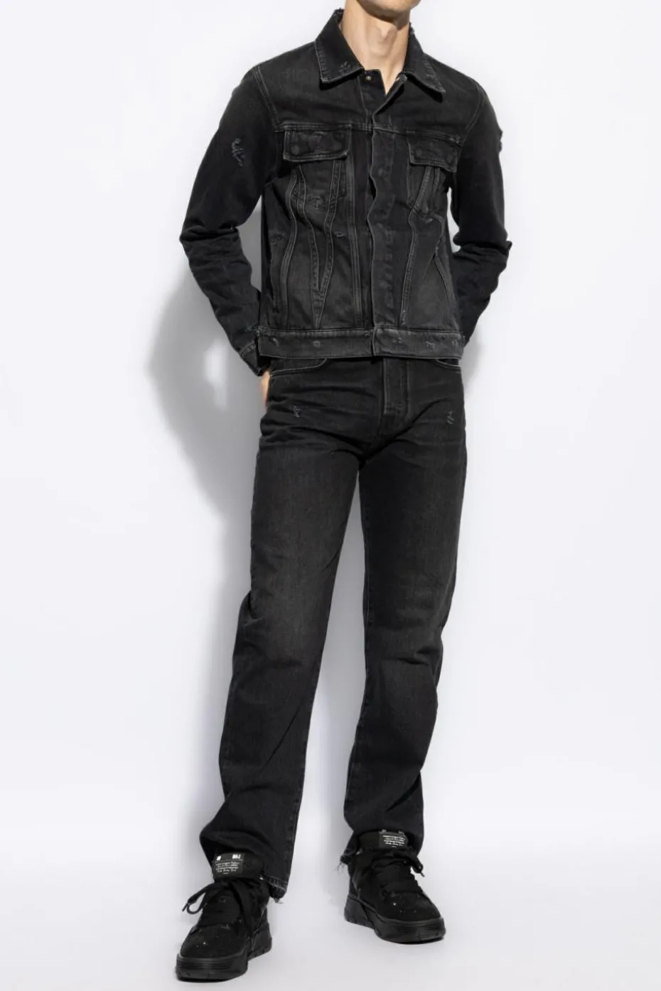 Amiri BLACK Jeans with a `vintage` effect