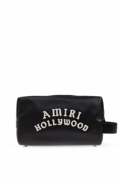 Amiri BLACK Leather toiletry bag