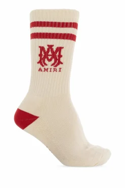 Amiri cream Socks with logo