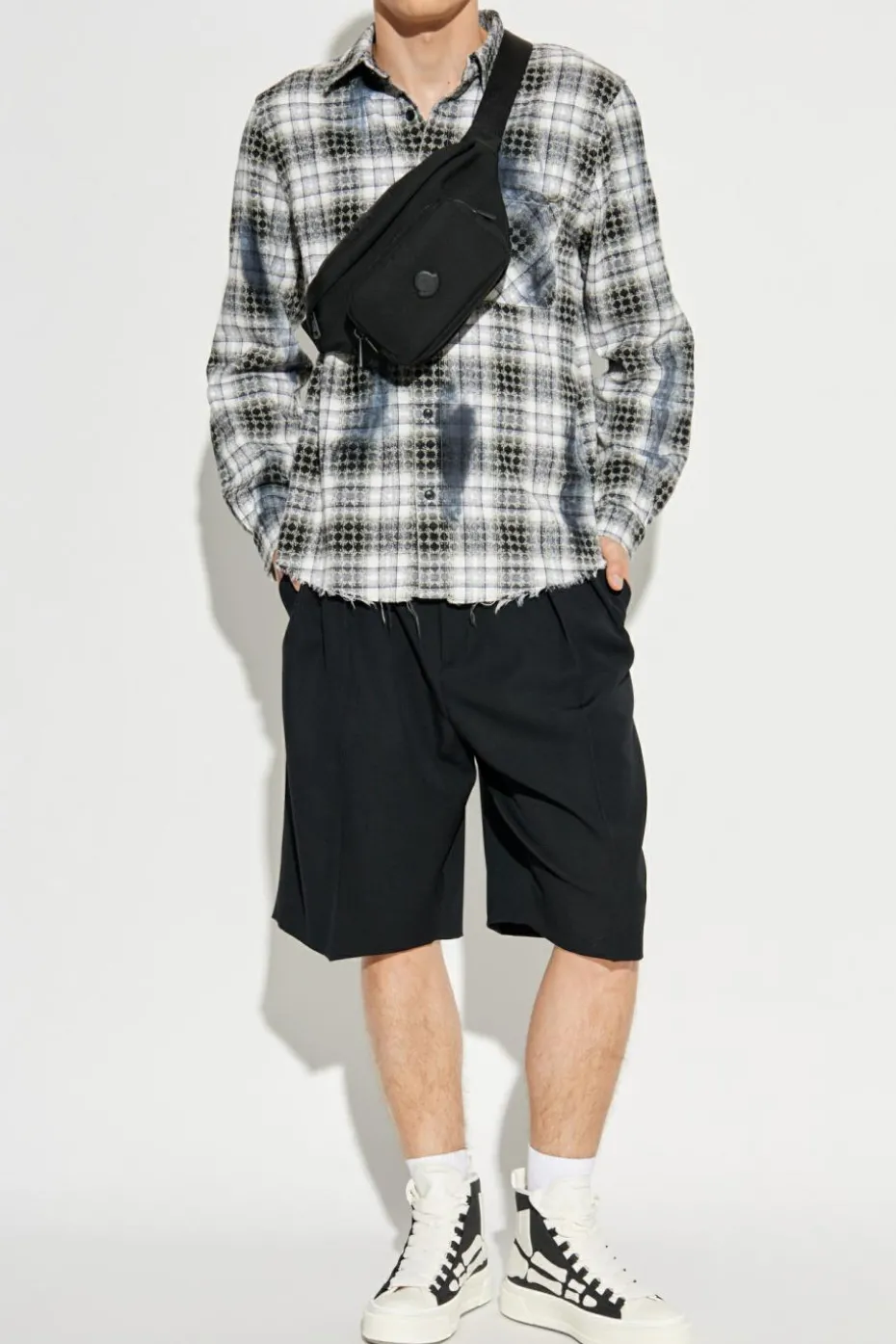 Amiri GREY Plaid patterned shirt
