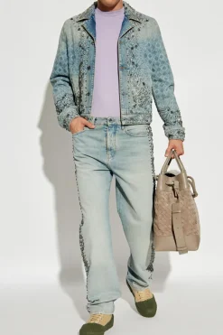 Amiri light blue Embroidered denim jacket