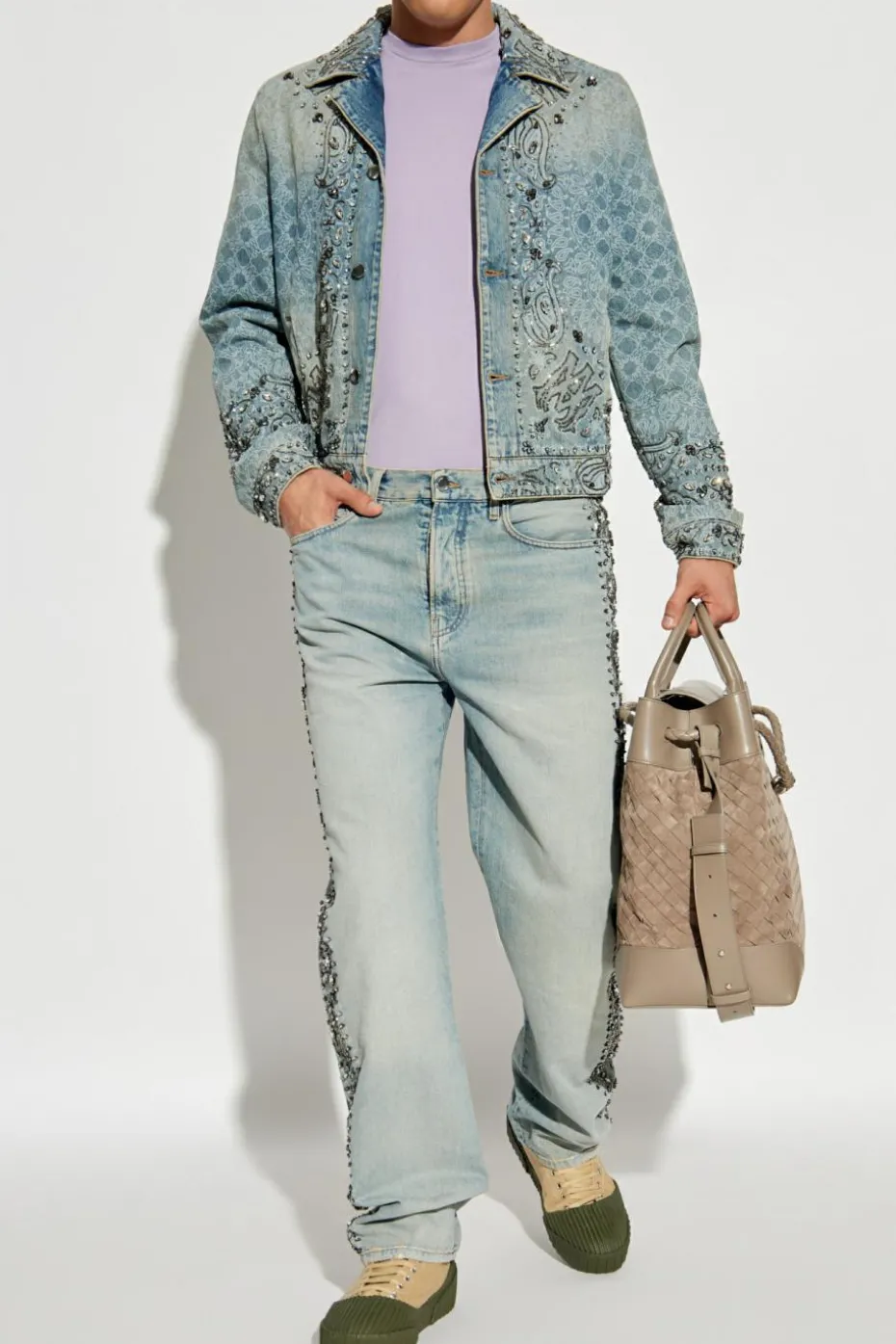 Amiri light blue Embroidered denim jacket