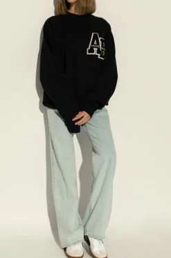 Anine Bing BLACK Sweatshirt with logo patch