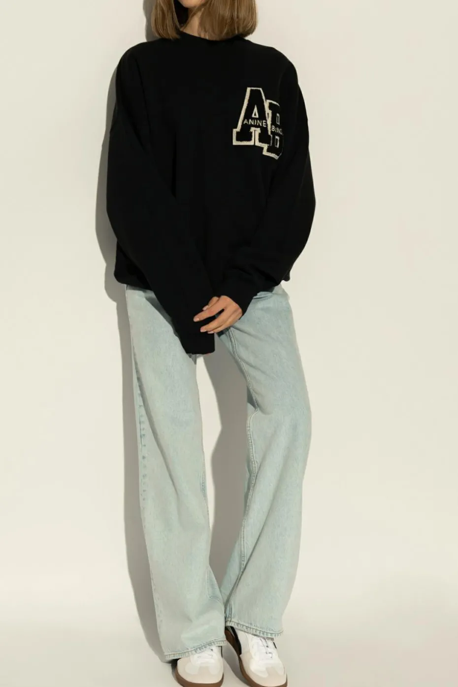 Anine Bing BLACK Sweatshirt with logo patch
