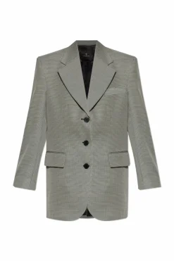 Anine Bing GREY Houndstooth patterned blazer