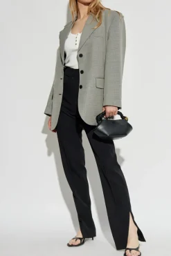 Anine Bing GREY Houndstooth patterned blazer