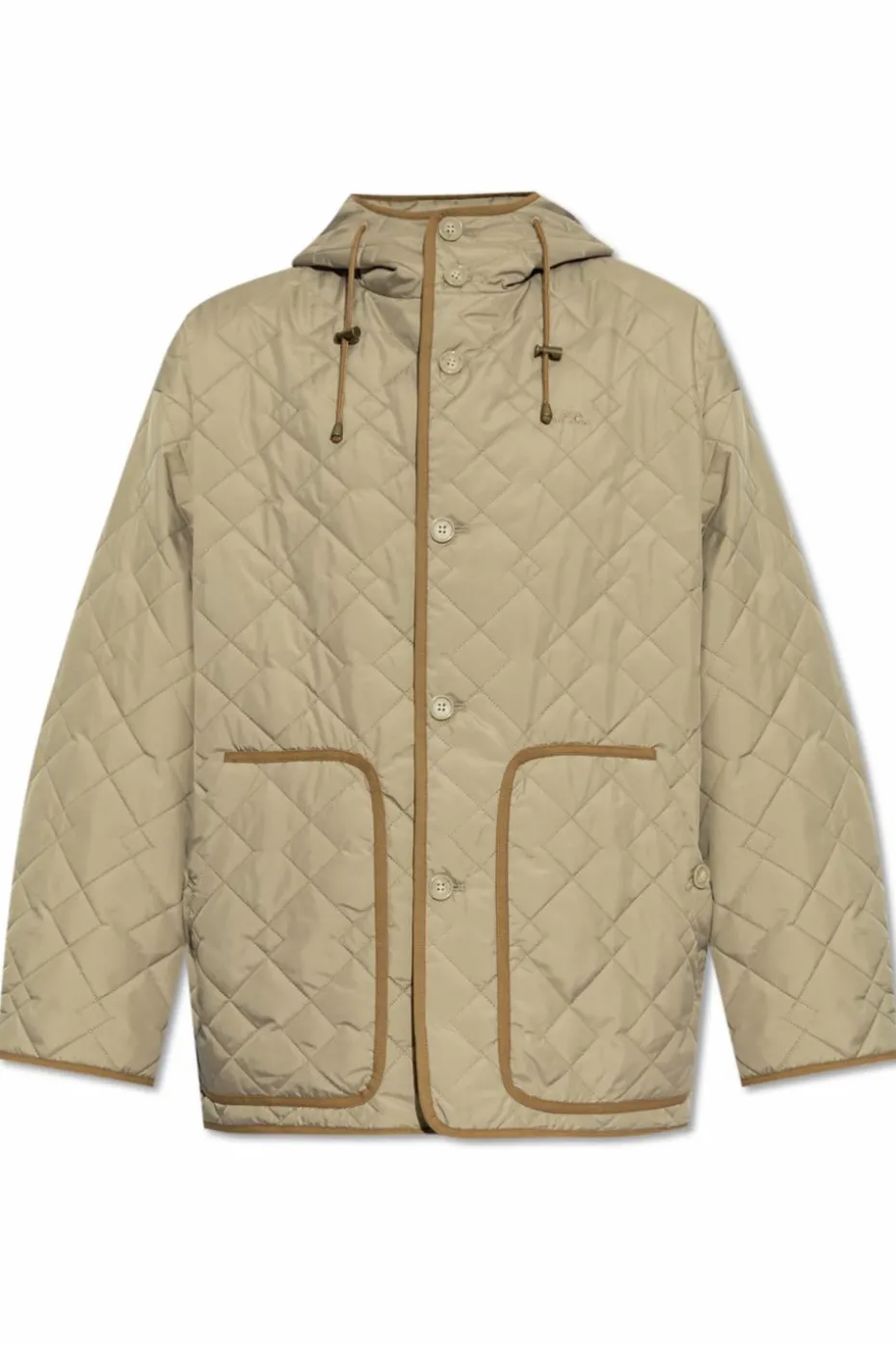 A.P.C. GREEN Quilted jacket with hood