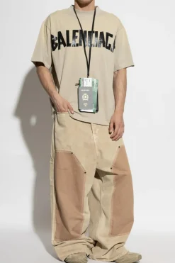 Balenciaga beige T-shirt with a `vintage` effect