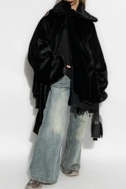 Balenciaga BLACK Asymmetrical cut faux fur