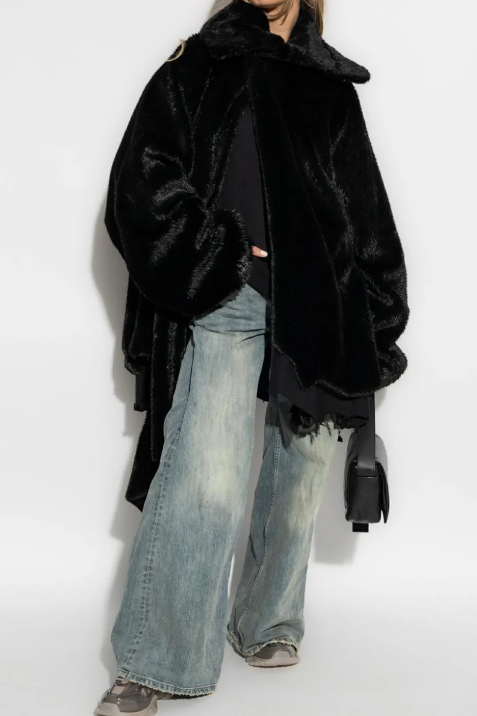Balenciaga BLACK Asymmetrical cut faux fur
