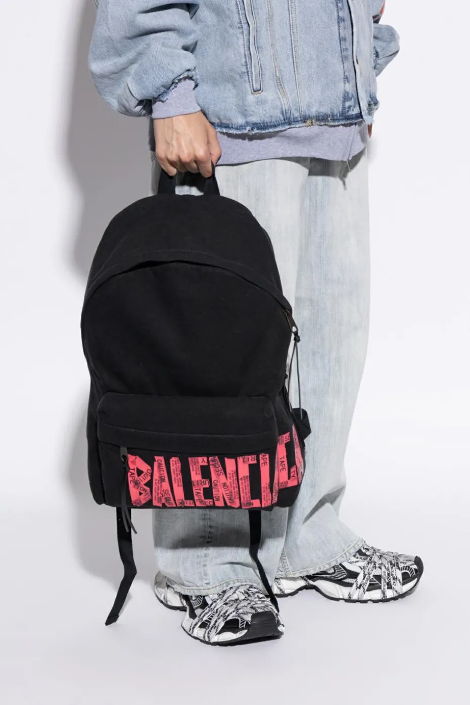 Balenciaga BLACK Backpack with printed logo