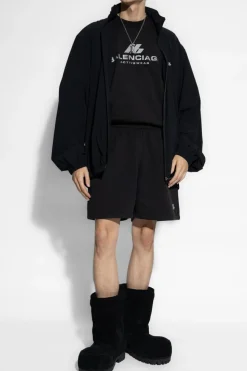 Balenciaga BLACK Cotton shorts with printed logo