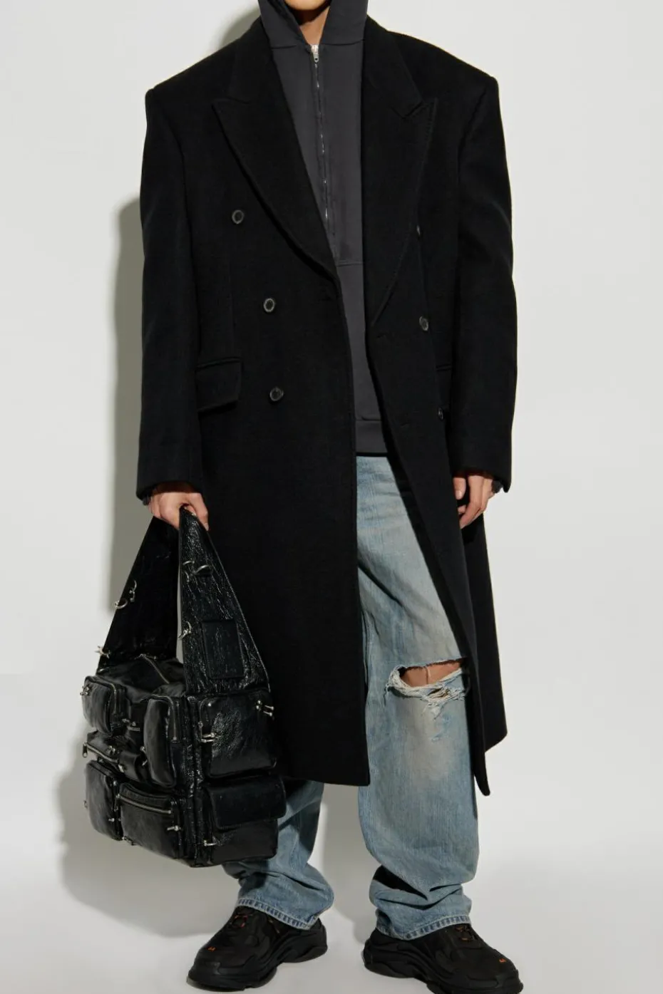 Balenciaga BLACK Double-breasted cashmere coat