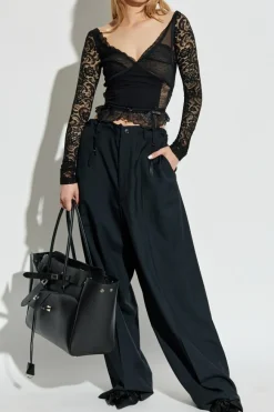 Balenciaga BLACK Lace top with long sleeves