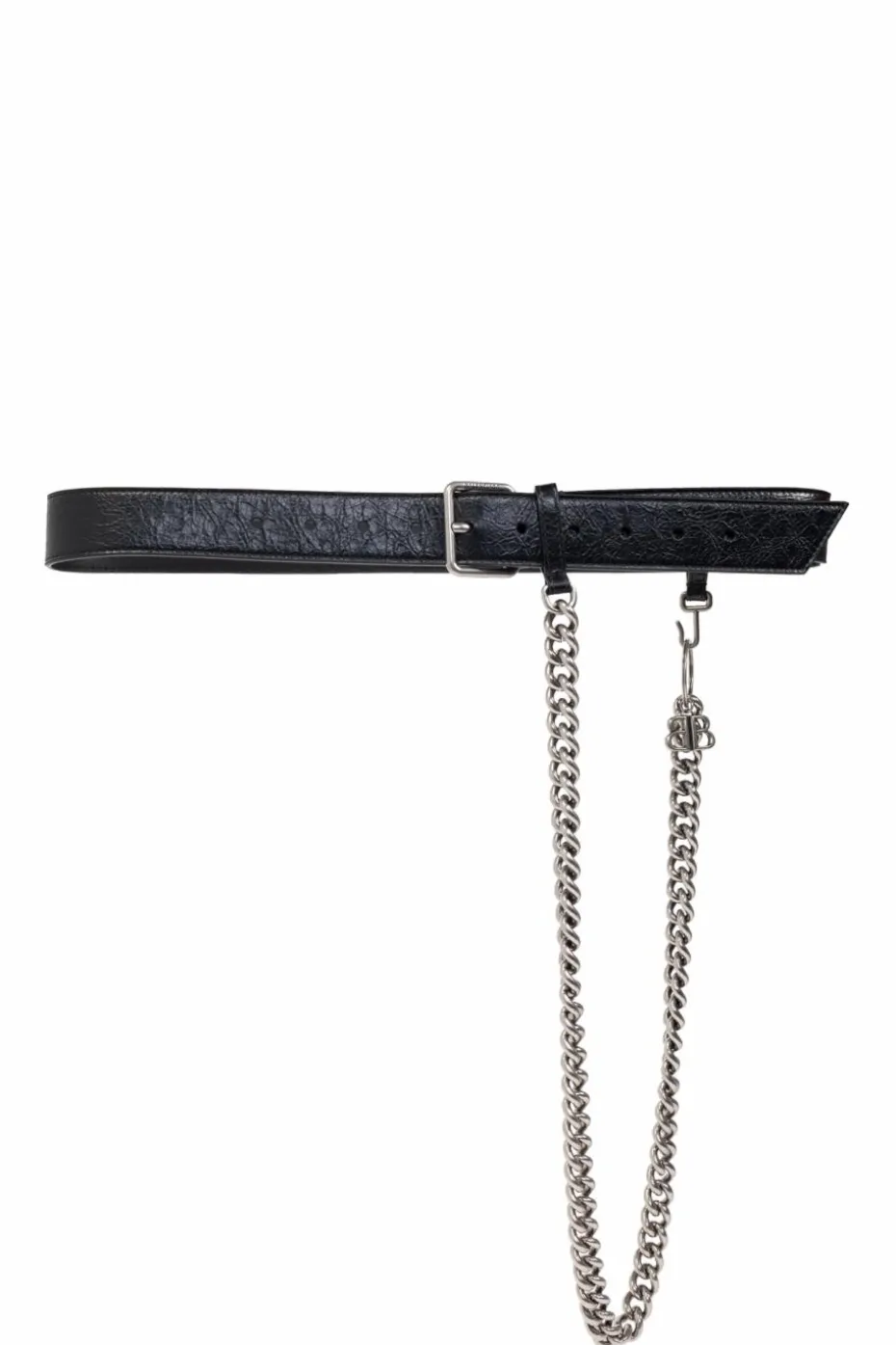Balenciaga BLACK Leather belt with chain