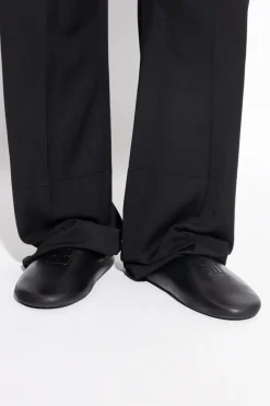 Balenciaga BLACK Leather slides with 'vintage' effect