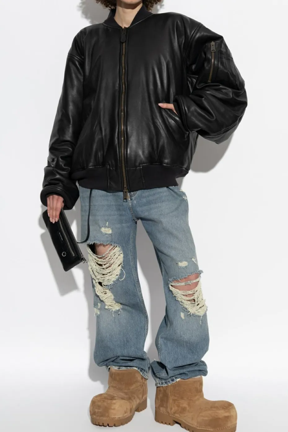 Balenciaga BLACK Leather jacket type bomber