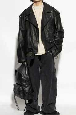 Balenciaga BLACK Leather jacket with a loose fit