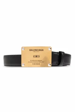Balenciaga BLACK Leather belt with logo