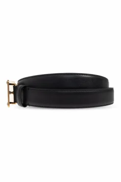 Balenciaga BLACK Leather belt with logo
