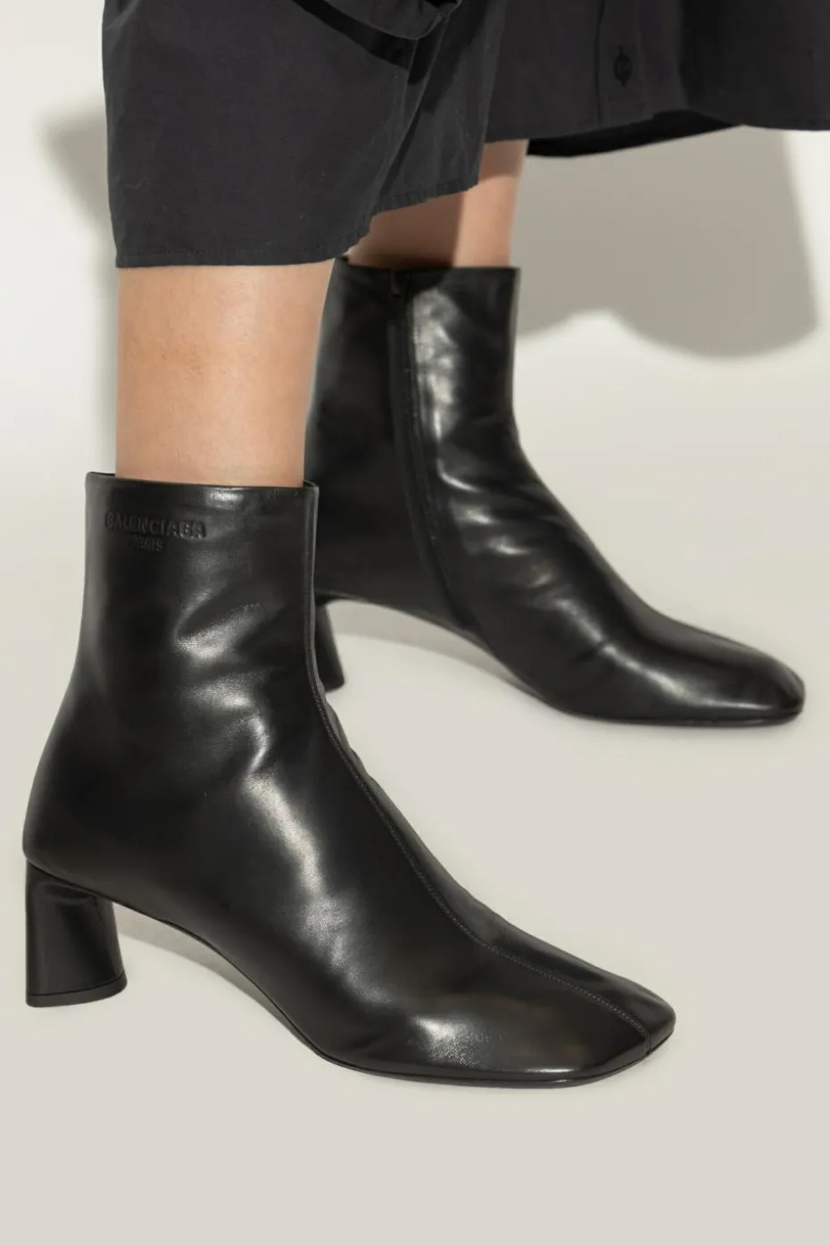 Balenciaga BLACK Leather booties ‘Dutyfree’