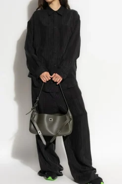 Balenciaga BLACK Loose-fit pants with a striped pattern
