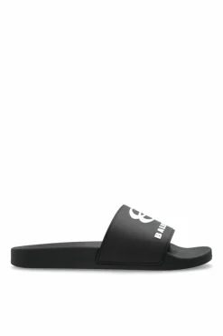 Balenciaga BLACK Rubber slides with logo